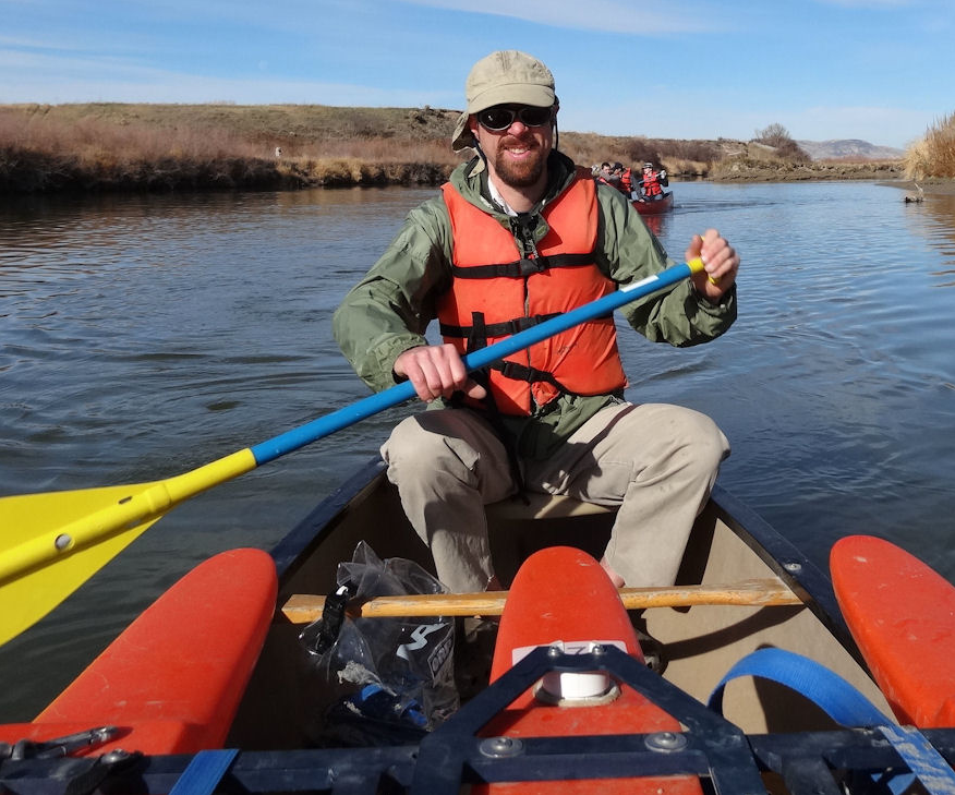 Paddling a canoe with ADCP to measure flow at a difficult to access site